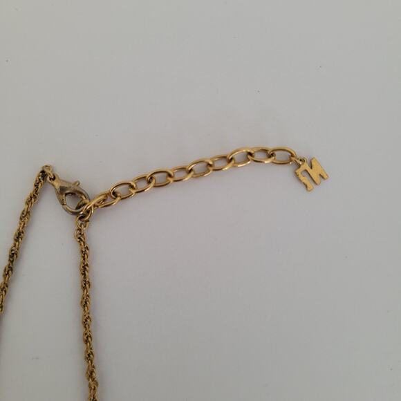 Vintage Nina Ricci NR Round Pendant Necklace Reighstones 14” Gold Chocker Small - Picture 4 of 6